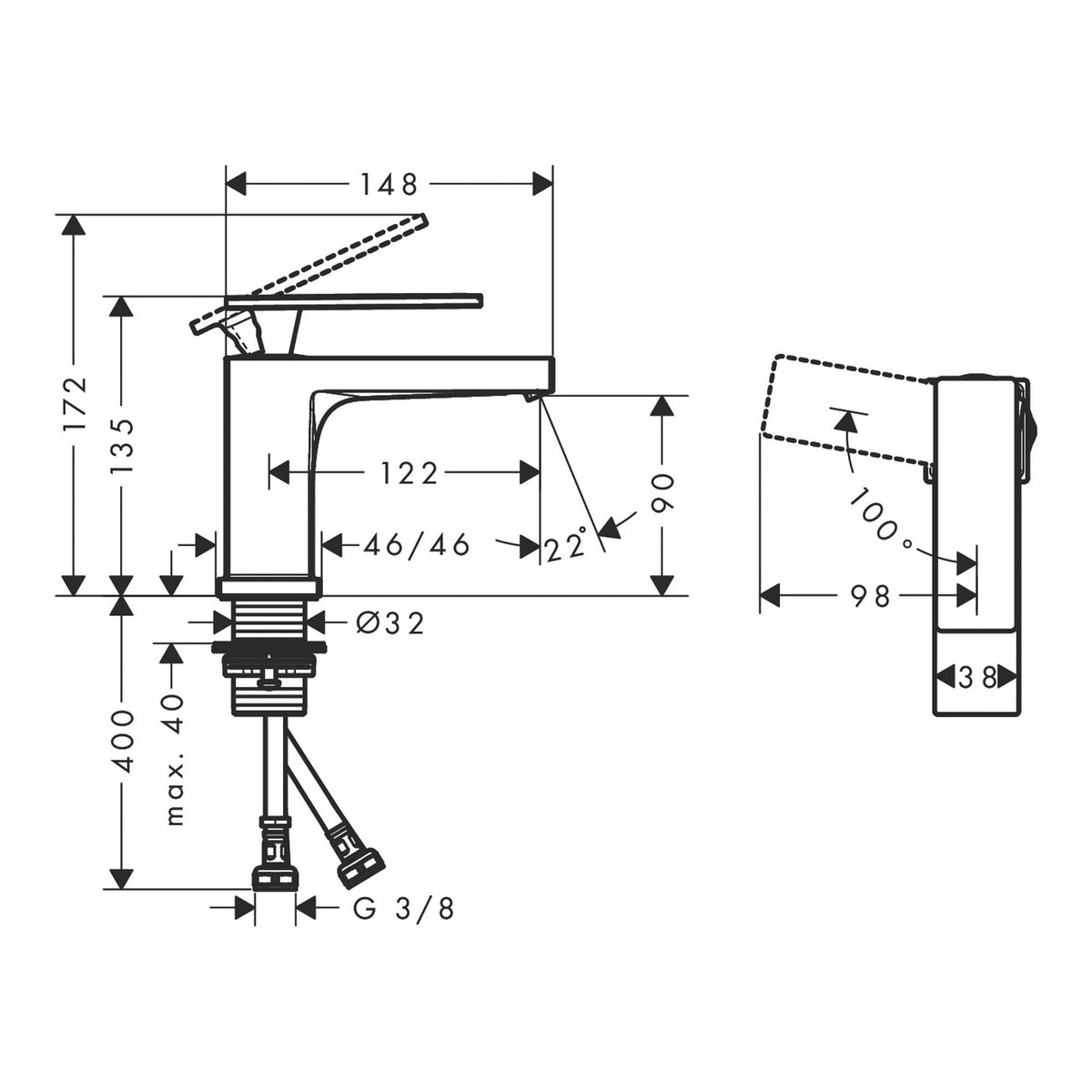 Hansgrohe Tecturis E Single lever basin mixer 80 CoolStart EcoSmart_ without waste set 73001 scale draw.jpg
