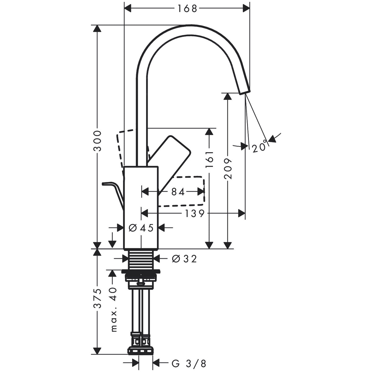 Hansgrohe-Vivenis-Single-lever-basin-mixer-210-with-swivel-spout-and-pop-up-waste-set-75030-scale-draw