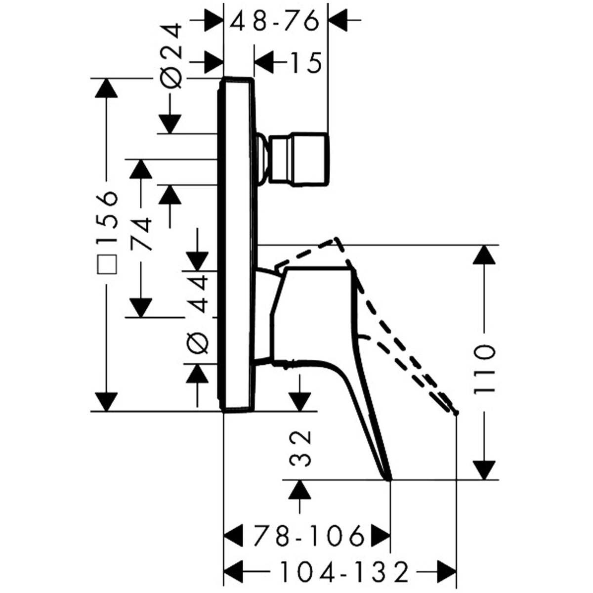 אינטרפוץ 4 דרך Vivenis Single lever bath mixer for concealed installation for iBox universal