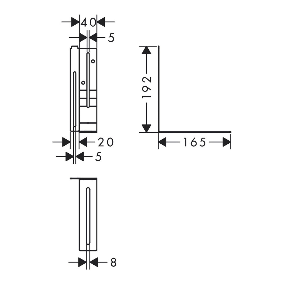 Hansgrohe Wall mounting set 94345 technical 01