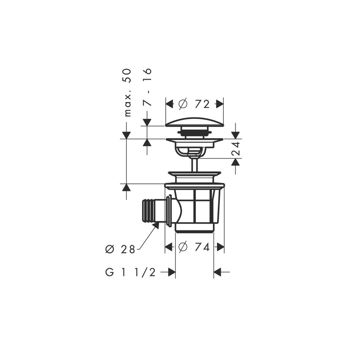 Hansgrohe-Waste-set-push-open-for-bath-tubs-50107-technical-01