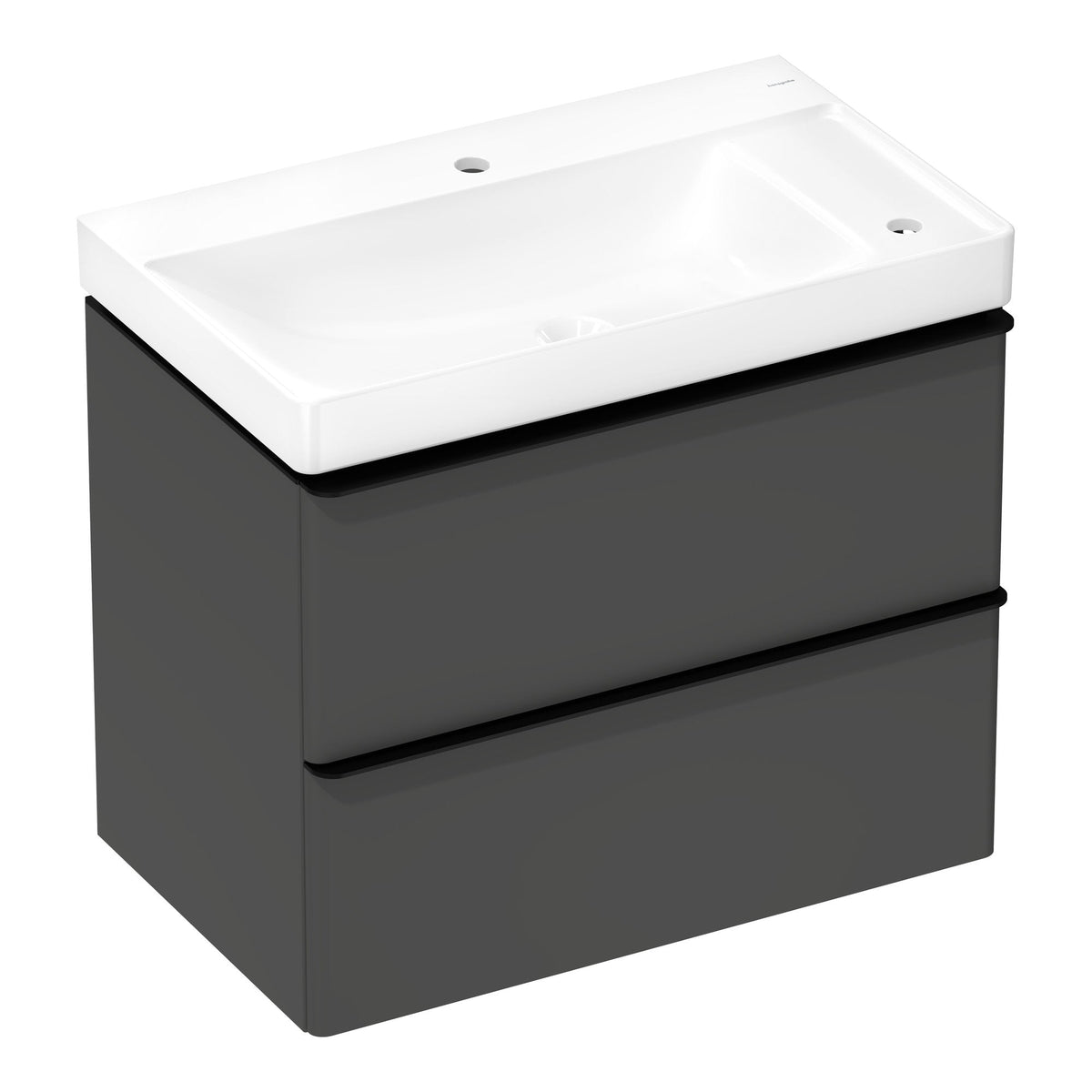 Hansgrohe Xelu Q Vanity unit set Diamond Matt Grey 780 475 with 2 drawers with wash basin shelf right Matt Black 54381670.jpg