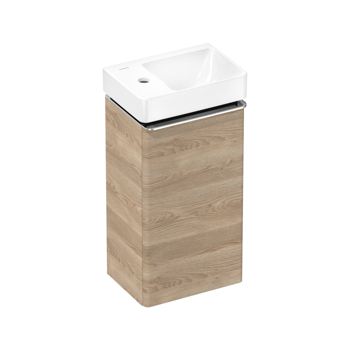 Hansgrohe Xelu Q Vanity unit set Natural Oak 340 245 door hinge left with handrinse basin shelf left 54364000.jpg