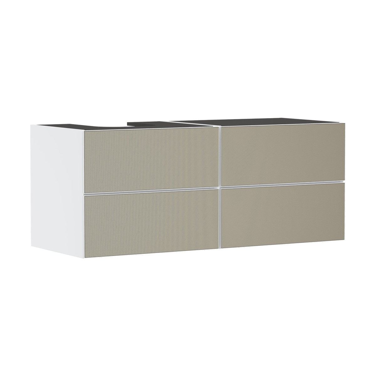 Hansgrohe-Xevolos-E-Vanity-unit-Matt-White-1370-550-with-4-drawers-for-console-with-cutout-left-Patterned-Bronze-54236390