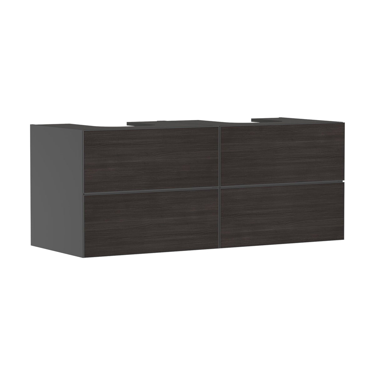 Hansgrohe-Xevolos-E-Vanity-unit-Slate-Matt-Grey-1370-550-with-4-drawers-for-console-with-2-cutouts-Dark-Oak-54198730