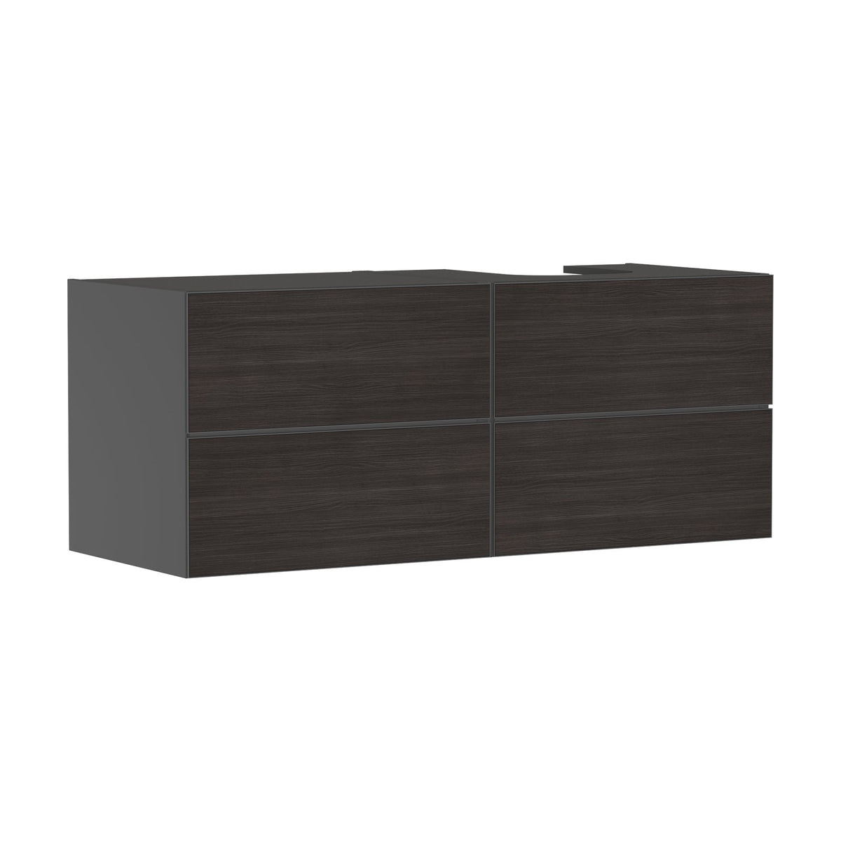 Hansgrohe-Xevolos-E-Vanity-unit-Slate-Matt-Grey-1370-550-with-4-drawers-for-console-with-cutout-right-Dark-Oak-54241730