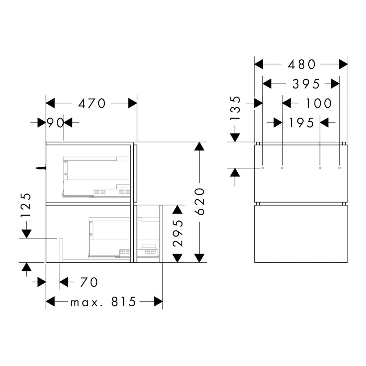 Hansgrohe Xilesa E Vanity unit 480 470 with 2 drawers PushOpen for handrinse basin 54291550 technical 01.jpg