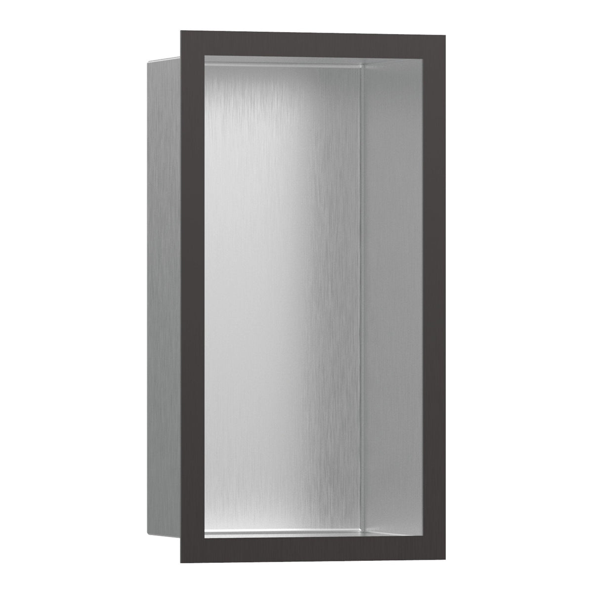 Hansgrohe XtraStoris Individual Wall niche Brushed Stainless Steel with design frame 300 150 100 Brushed Black Chrome 56094340.jpg