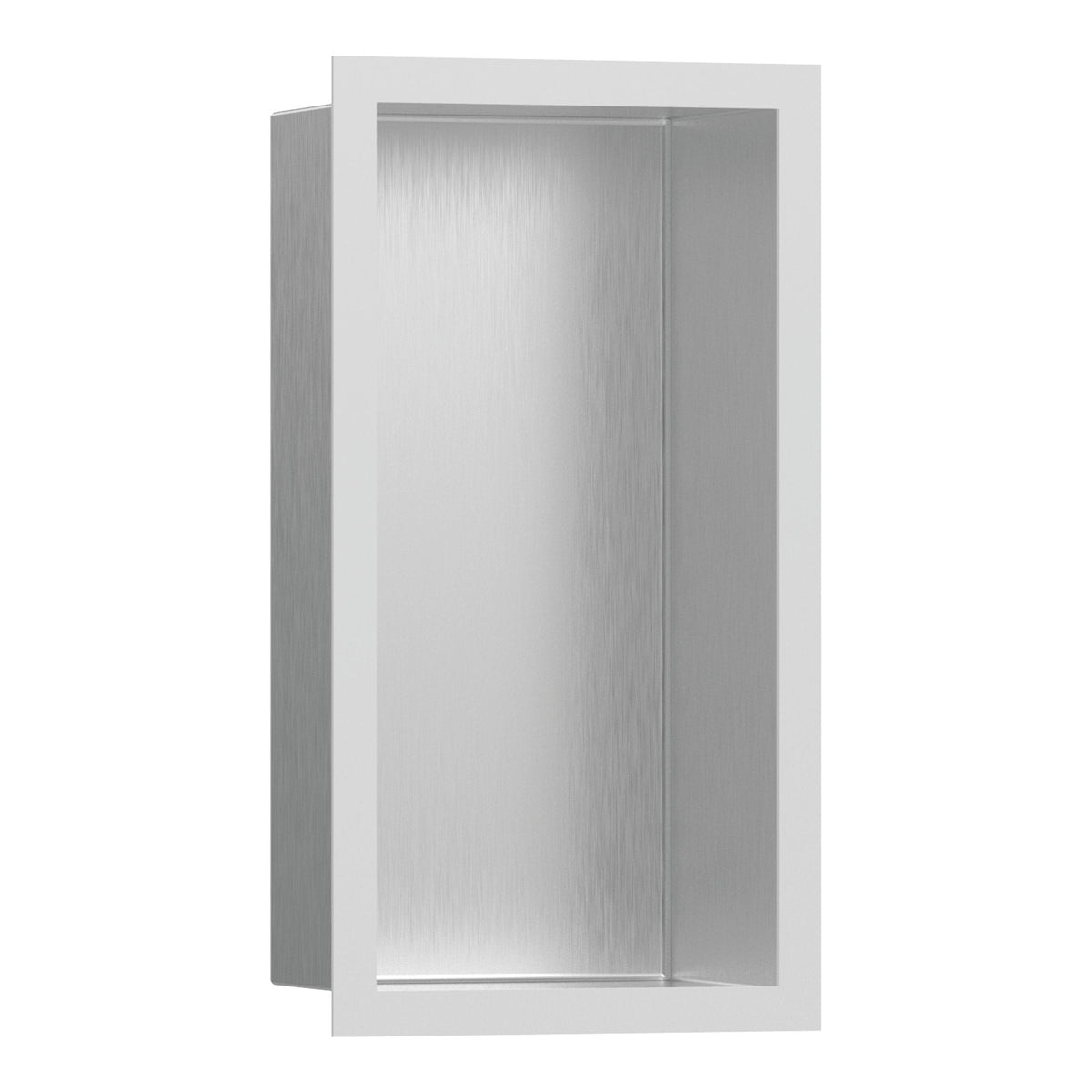 Hansgrohe XtraStoris Individual Wall niche Brushed Stainless Steel with design frame 300 150 100 Matt White 56094700.jpg