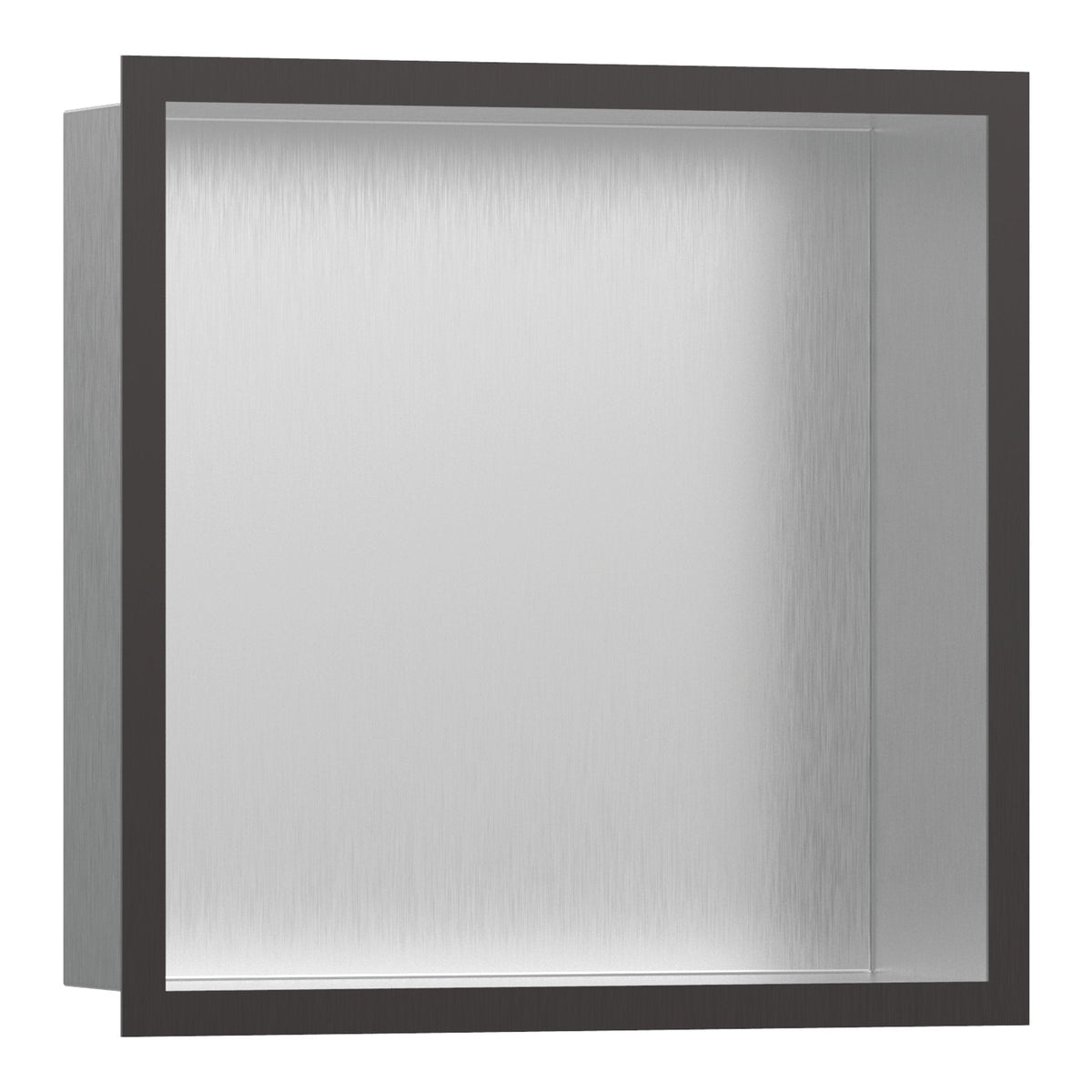 Hansgrohe XtraStoris Individual Wall niche Brushed Stainless Steel with design frame 300 300 100 Brushed Black Chrome 56097340.jpg