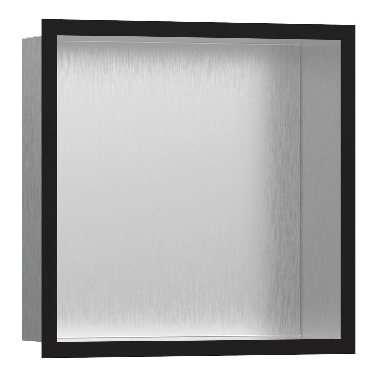 Hansgrohe XtraStoris Individual Wall niche Brushed Stainless Steel with design frame 300 300 100 Matt Black 56097670.jpg