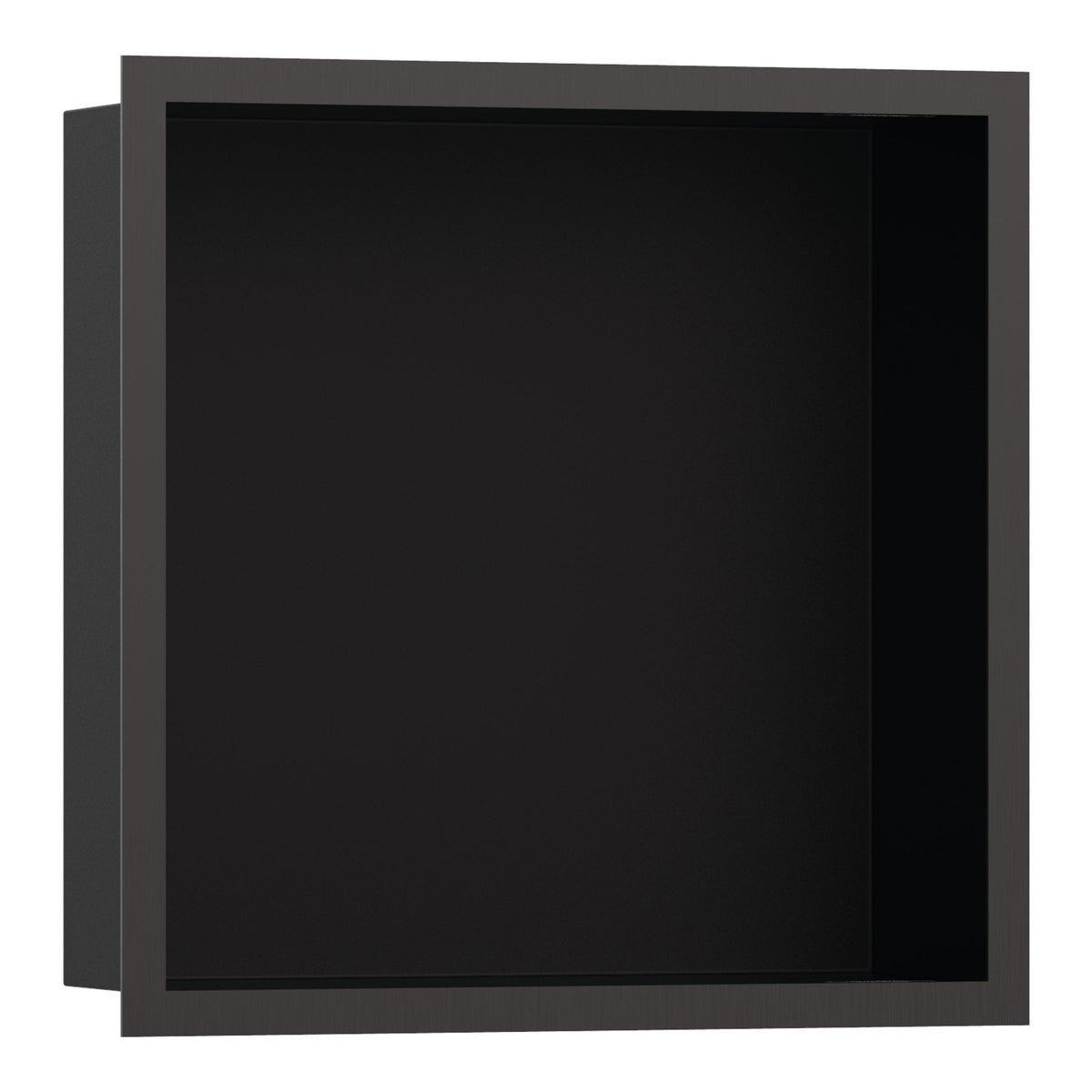 Hansgrohe XtraStoris Individual Wall niche Matt Black with design frame 300 300 100 Brushed Black Chrome 56098340.jpg