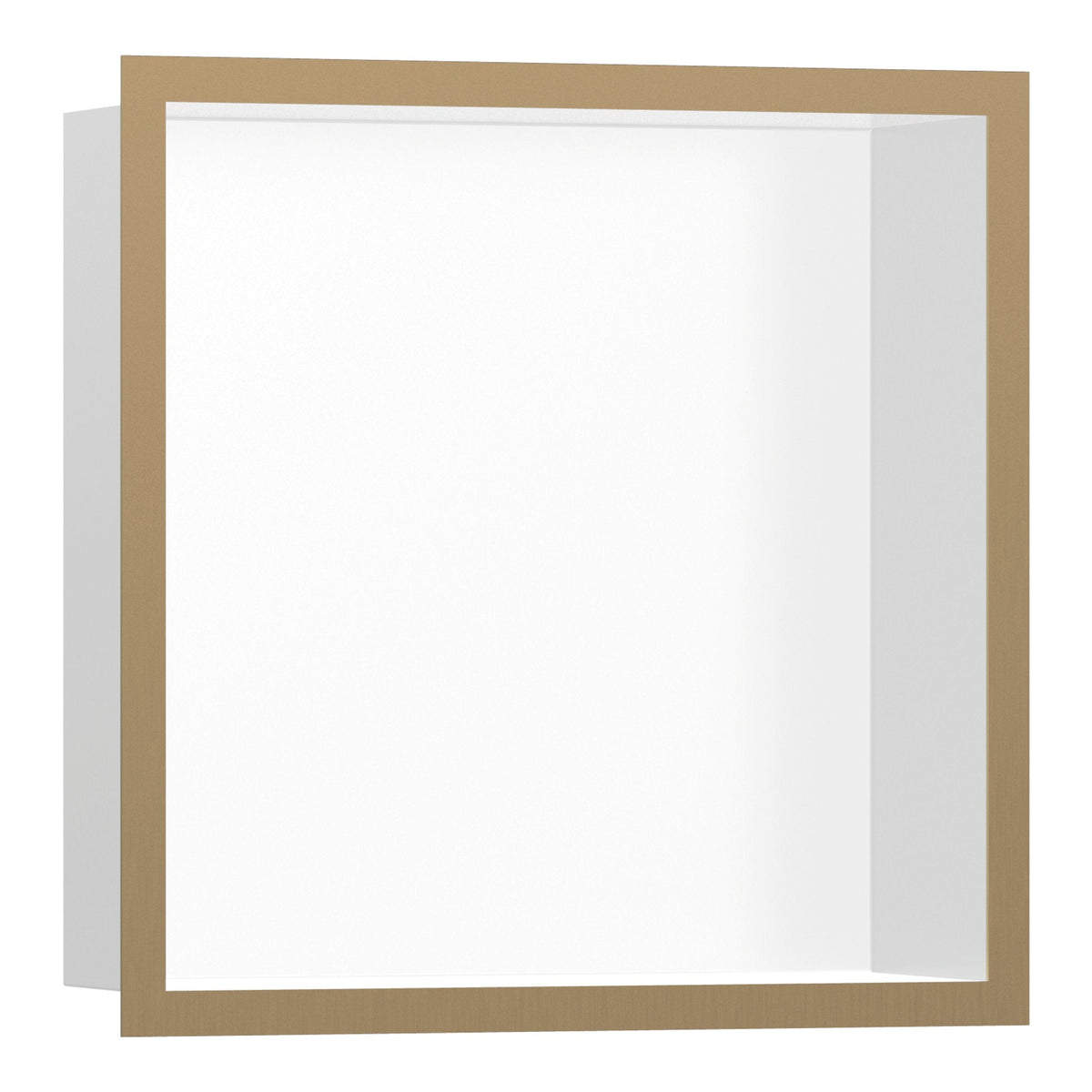Hansgrohe XtraStoris Individual Wall niche Matt White with design frame 300 300 100 Brushed Bronze 56099140.jpg